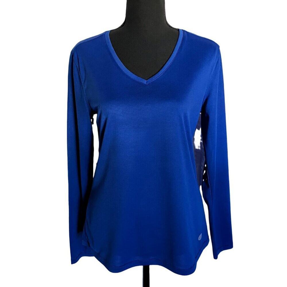SPF UV Long Sleeve V-Neck Top Beautiful Blue Tone Size M by Reel Legends